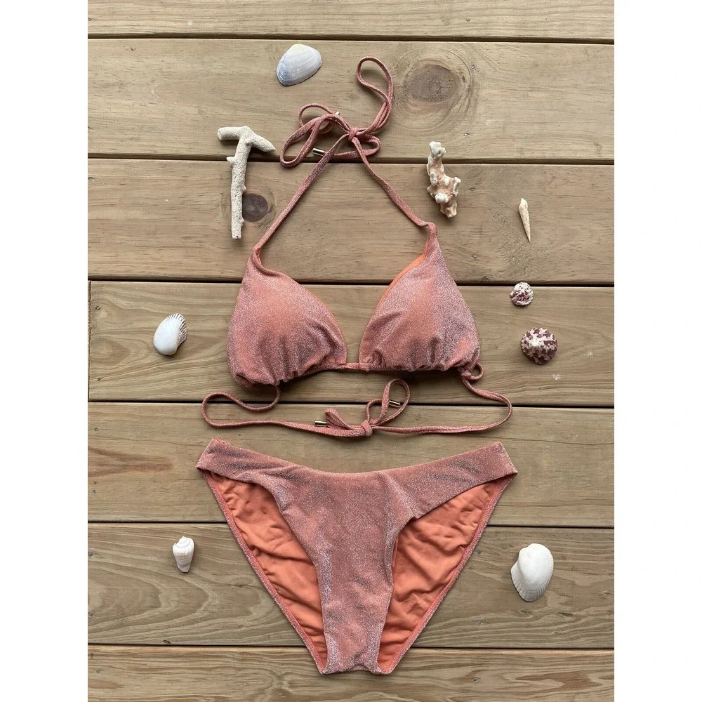 MONDAY SWIMWEAR Discounted** 2pc Bikini Sun Kissed Shimmer (Top: VV, Bottom: M)